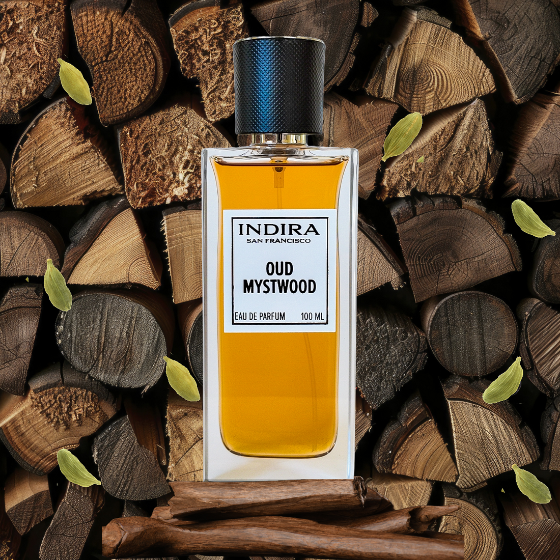 Indira Oud Mystwood. Cardamom, Vetiver, Oud, Tonka bean, Amber
